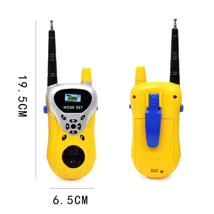 Lasten walkie talkie mitat 19.5x6.5cm edestä ja takaa