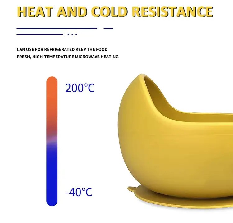 Silikoni vauvan kulho lämmön ja kylmän kestävä 200C mikroaaltouunikelpoinen