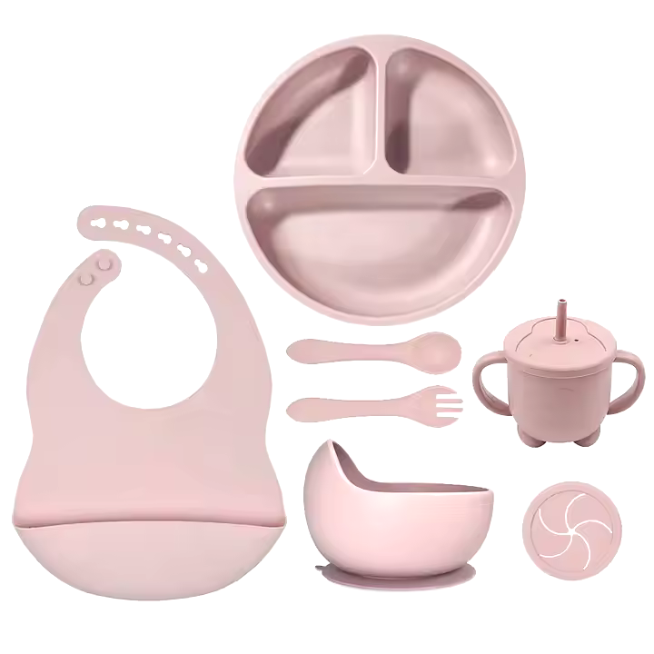 6-osainen silikoninen ruokailusetti taaperoille – Vauvanhoito tuotteet