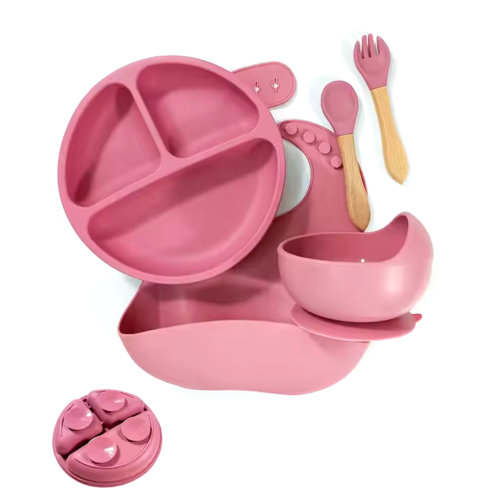 6-osainen silikoninen ruokailusetti taaperoille – Vauvanhoito tuotteet - Image 2