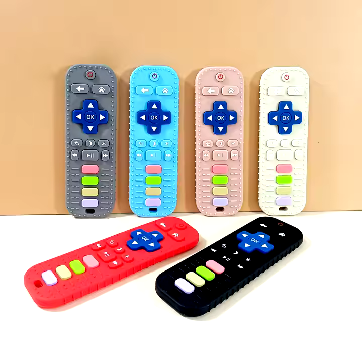 TV-ohjaimen muotoinen silikoninen vauvan purulelu – Vauvanhoito tuotteet - Image 2