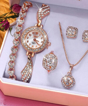 Naisten timanttityylinen korusetti rubiinikoristeilla